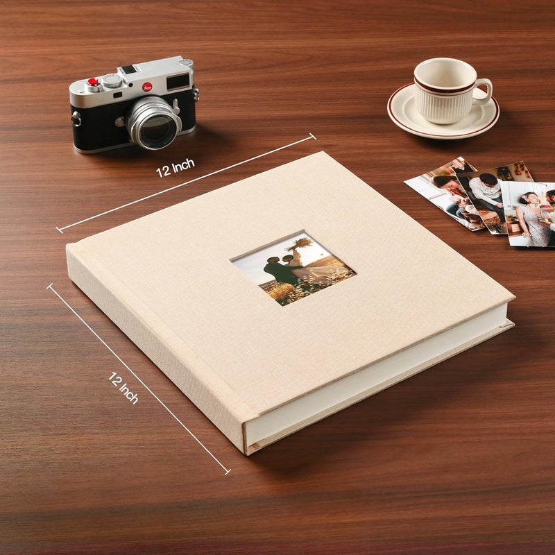 Pssoss 10 x 10 Inch DIY Scrapbook Album 40 Pages Linen Hardcover Kraft White Paper Scrap Book Photo Albums Memory Book for Baby Wedding Family Anniversary Photo Album (Beige, 40 pages) - Image 2